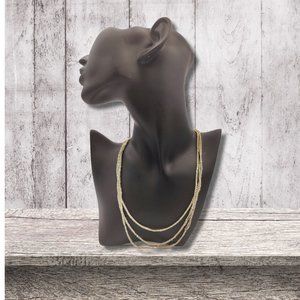 Liz Claiborne Vintage Sterling Silver Woven Chain Beaded 3 Strand Necklace